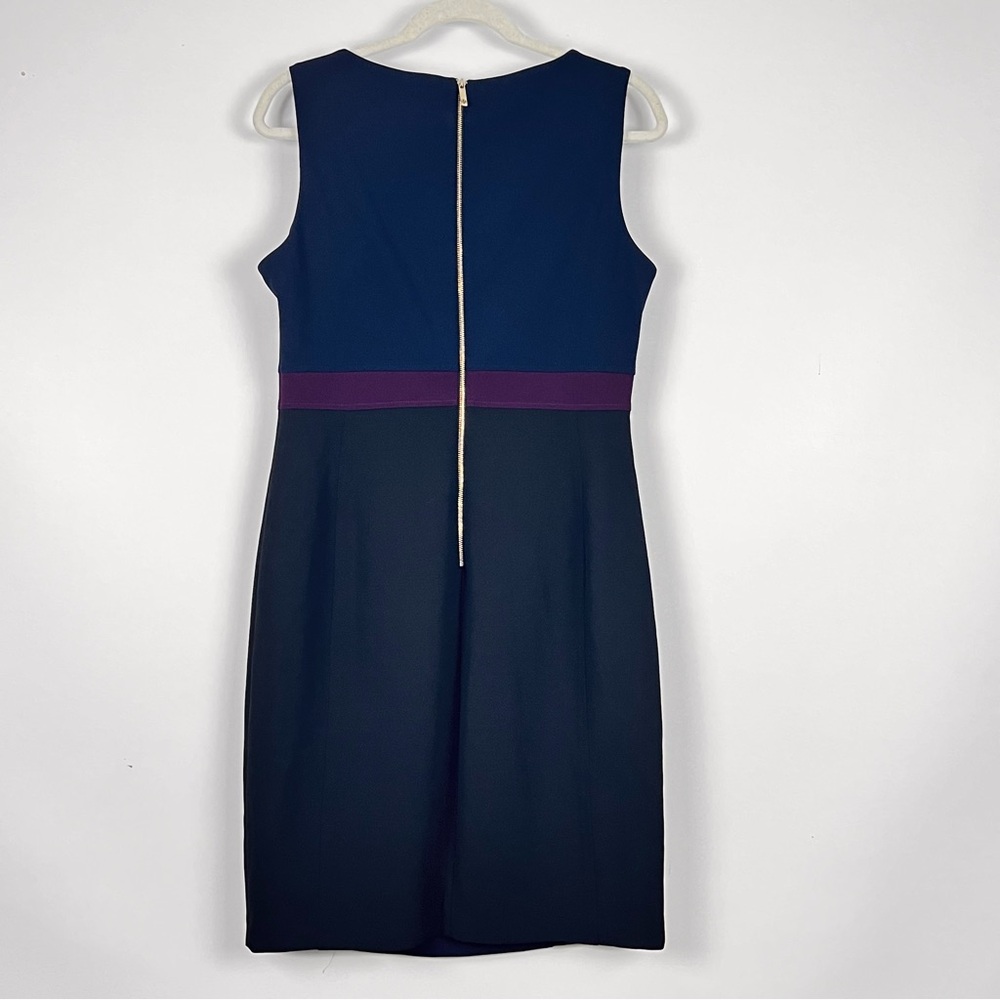 Tommy Hilfiger Elegant Sleeveless Midi Dress Navy Purple Black Size 12 Career - Picture 2 of 5